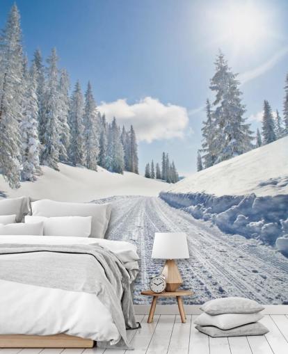 Empty Snow Covered Road Wallpaper Empty Snow Covered Road Wallpaper
