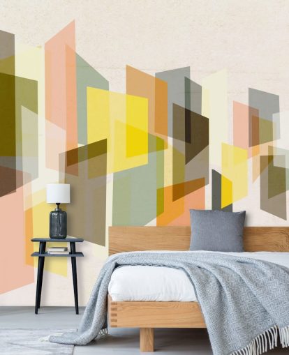 Abstrakte Kunst der Mitte des Jahrhunderts in gelben, braunen, schwarzen und orangefarbenen Tapeten