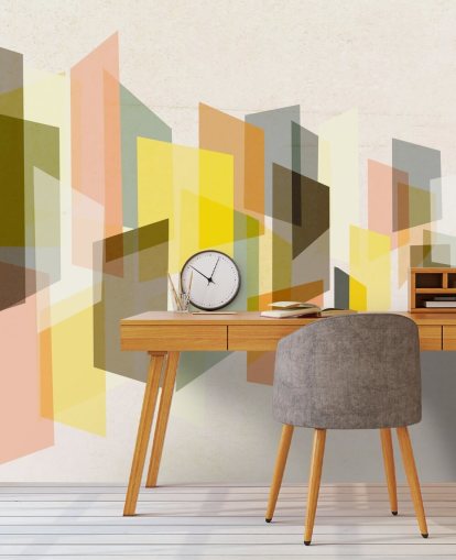 midten af århundredet abstrakt kunst i gul, brun, sort og orange tapet midten af århundredet abstrakt kunst i gul, brun, sort og orange tapet