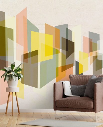 mid century abstract art in yellow, brown, black and orange wallpaper mid century abstract art in yellow, brown, black and orange wallpaper