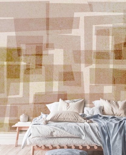 Carta da parati astratta quadrata marrone