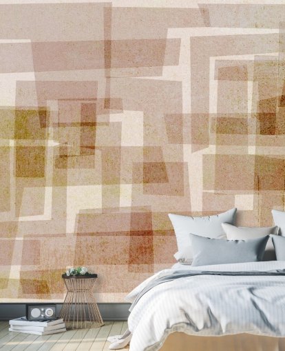 Bruin vierkant abstract behang