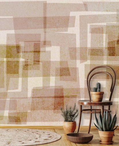 Bruin vierkant abstract behang