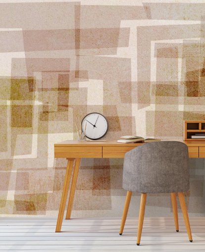 Bruin vierkant abstract behang