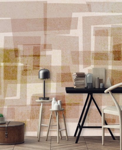 Bruin vierkant abstract behang