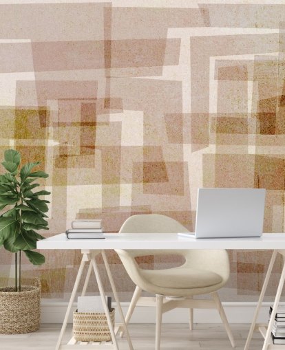 Bruin vierkant abstract behang