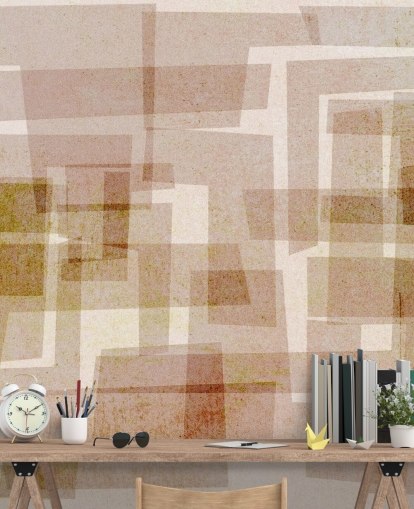 Bruin vierkant abstract behang