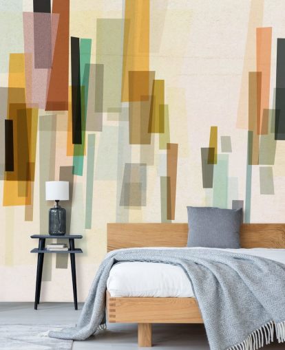 mural de papel pintado personalizado retro brillante llamado Blurred de Nicola Evans para dormitorios, salas de estar y comedores