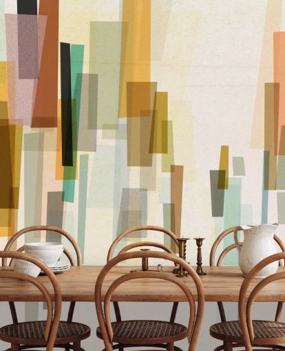 mural de papel de parede personalizado retrô brilhante chamado Blurred by Nicola Evans para quartos, salas de estar e salas de jantar