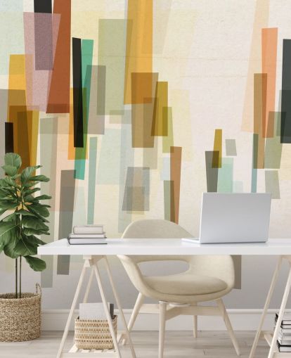 heldere retro behangmuurschildering op maat genaamd Blurred van Nicola Evans voor slaapkamers, woonkamers en eetkamers heldere retro behangmuurschildering op maat genaamd Blurred van Nicola Evans voor slaapkamers, woonkamers en eetkamers