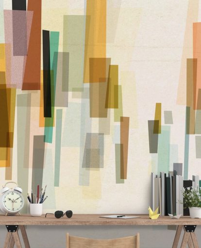 bright retro custom wallpaper mural called Blurred by Nicola Evans for bedrooms, living rooms and dining rooms