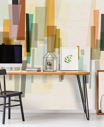 heldere retro behangmuurschildering op maat genaamd Blurred van Nicola Evans voor slaapkamers, woonkamers en eetkamers