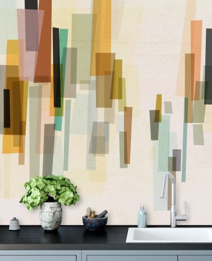 bright retro custom wallpaper mural called Blurred by Nicola Evans for bedrooms, living rooms and dining rooms