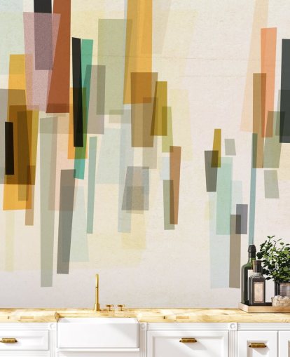 bright retro custom wallpaper mural called Blurred by Nicola Evans for bedrooms, living rooms and dining rooms