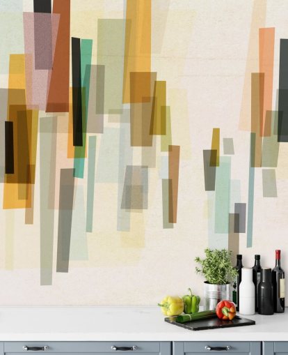 mural de papel de parede personalizado retrô brilhante chamado Blurred by Nicola Evans para quartos, salas de estar e salas de jantar