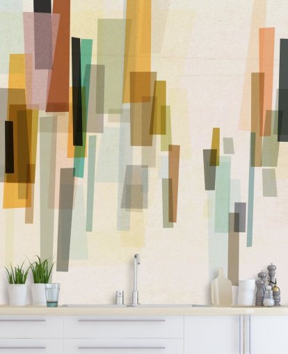 bright retro custom wallpaper mural called Blurred by Nicola Evans for bedrooms, living rooms and dining rooms