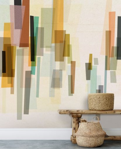 mural de papel de parede personalizado retrô brilhante chamado Blurred by Nicola Evans para quartos, salas de estar e salas de jantar