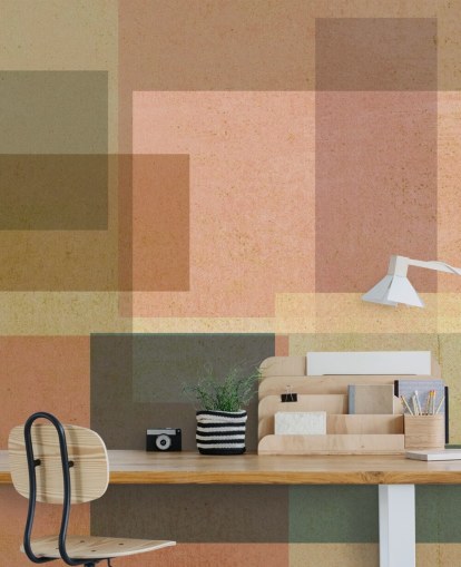 rosa og brun abstrakt kunst tapet