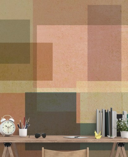 papier peint d'art abstrait rose et marron