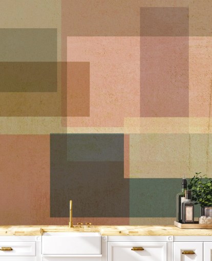 pink og brun abstrakt kunst tapet