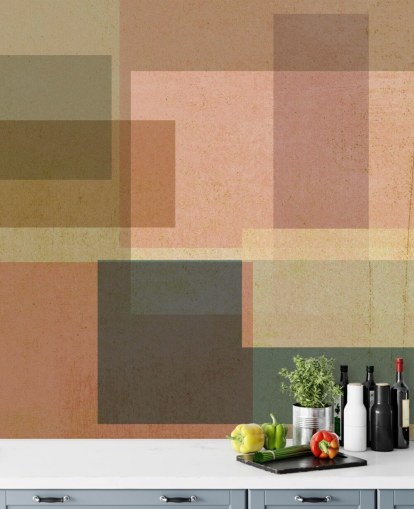 rosa og brun abstrakt kunst tapet