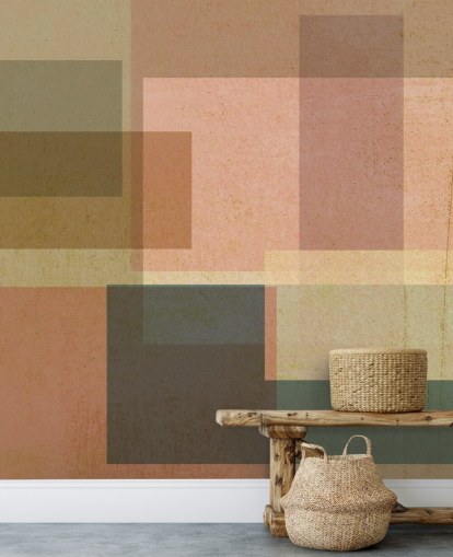 roze en bruin abstracte kunstbehang