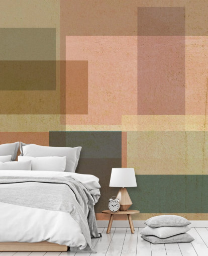 pink og brun abstrakt kunst tapet