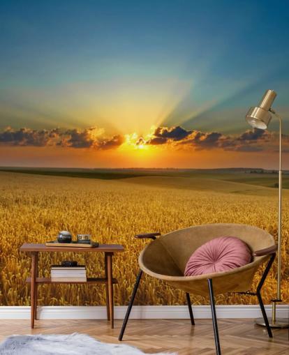 Décoration murale Champ de blé doré au coucher du soleil