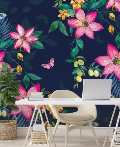 flores tropicais no mural da marinha flores tropicais no mural da marinha