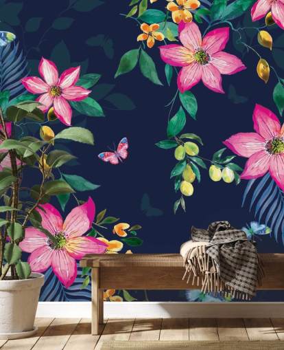 flores tropicais no mural da marinha