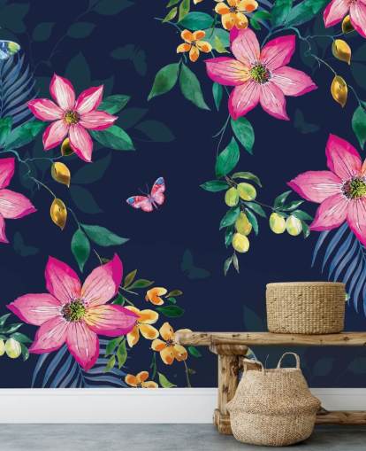 tropische Blumen auf Marine-Wandbild tropische Blumen auf Marine-Wandbild