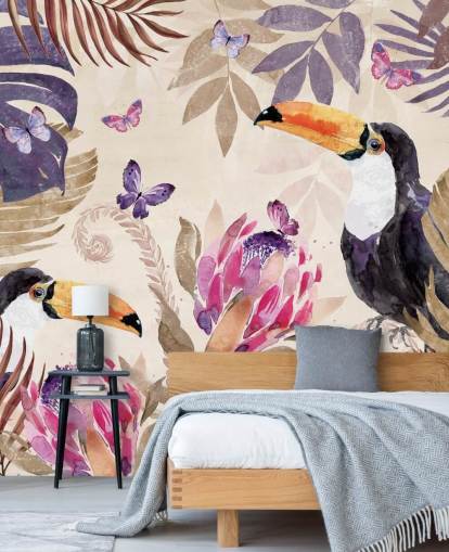 Papier Peint Toucans dans une jungle tropicale
