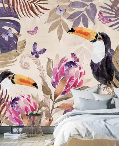 Toucans in a Tropical Jungle Wallpaper