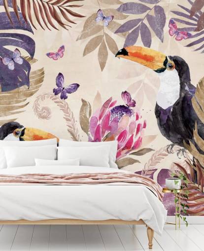 Toucans in a Tropical Jungle Wallpaper