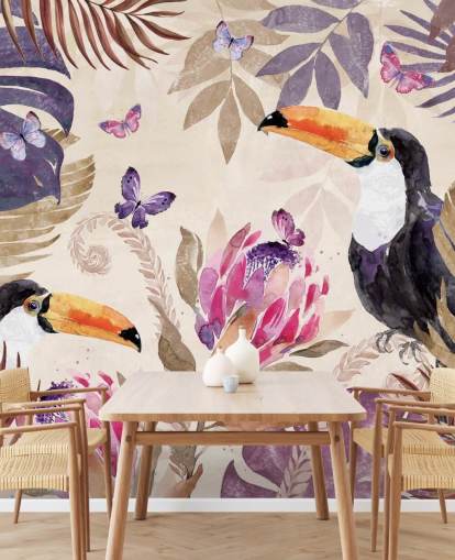 Papier Peint Toucans dans une jungle tropicale