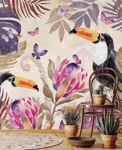 Toucans in a Tropical Jungle Wallpaper Toucans in a Tropical Jungle Wallpaper