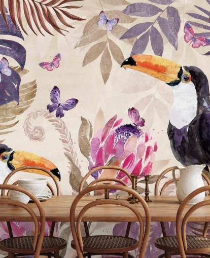 Papier Peint Toucans dans une jungle tropicale