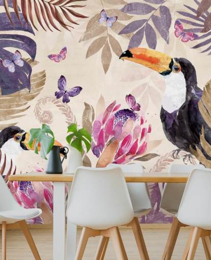 Papier Peint Toucans dans une jungle tropicale