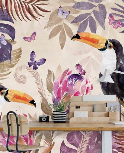 Papier Peint Toucans dans une jungle tropicale
