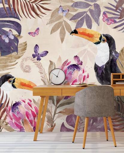Toucans in a Tropical Jungle Wallpaper