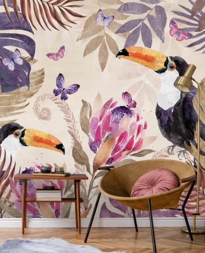 Toucans in a Tropical Jungle Wallpaper