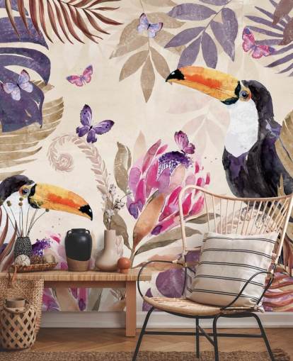Papier Peint Toucans dans une jungle tropicale