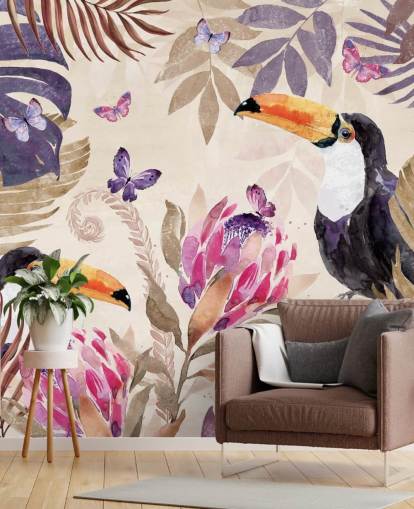 Papier Peint Toucans dans une jungle tropicale