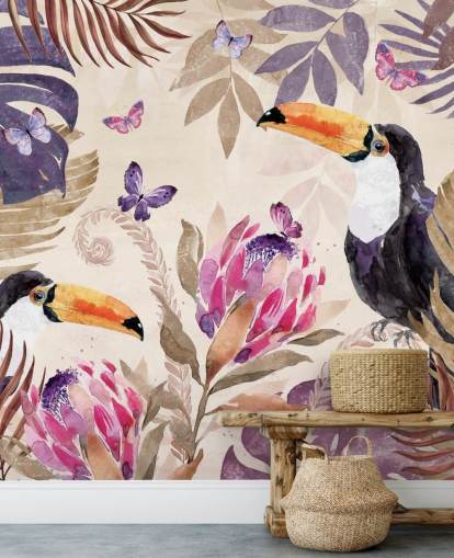 Papier Peint Toucans dans une jungle tropicale