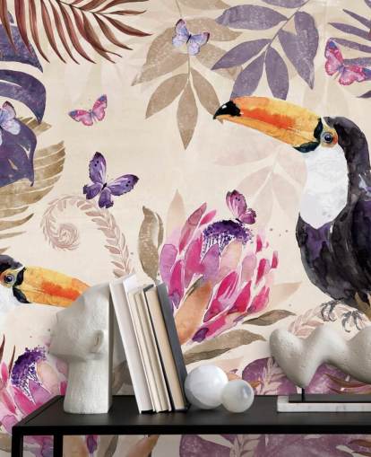 Papier Peint Toucans dans une jungle tropicale