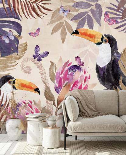 Toucans in a Tropical Jungle Wallpaper