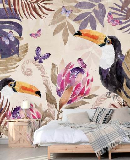 Papier Peint Toucans dans une jungle tropicale