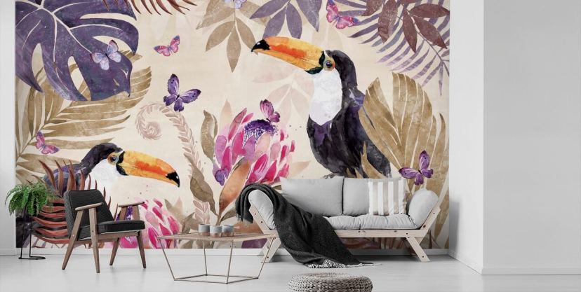 Toucans in a Tropical Jungle Wallpaper