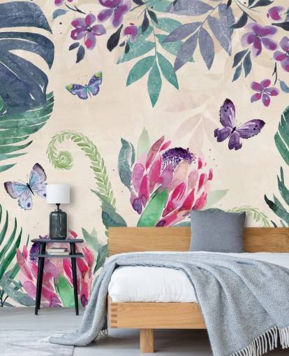 Tropical Jungle Butterflies Behang