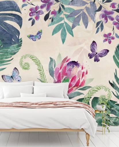 Tropical Jungle Butterflies Wallpaper